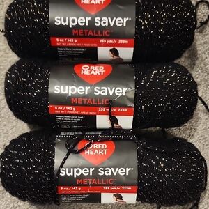 Red Heart Super Saver Metallic Yarn 3 Skeins